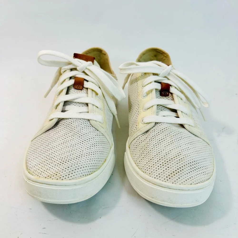 OluKai Cream-White Slip-On Perforated Sneaker Mule